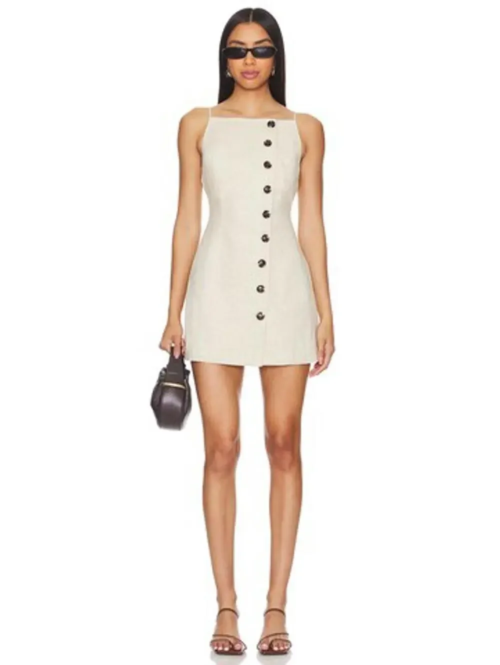 SNDYS Allegra Linen Mini Dress in Natural - Picture 1 of 7